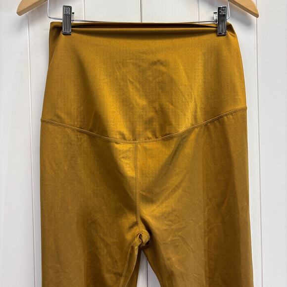 Fabletics Gold Shiny Maternity Athleisure Activewear Leggings Size L Maximalist - Picture 2 of 7